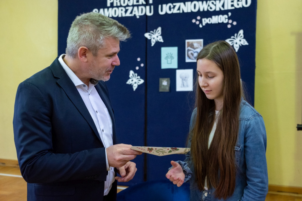 Spotkanie uczniów I LO z prezesem Spomleku