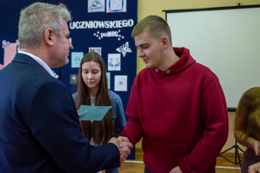 Spotkanie uczniów I LO z prezesem Spomleku