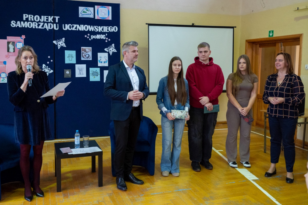 Spotkanie uczniów I LO z prezesem Spomleku