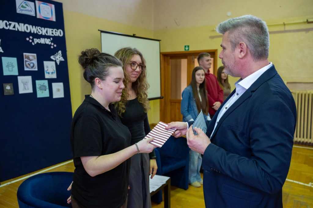 Spotkanie uczniów I LO z prezesem Spomleku