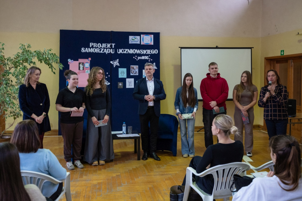 Spotkanie uczniów I LO z prezesem Spomleku