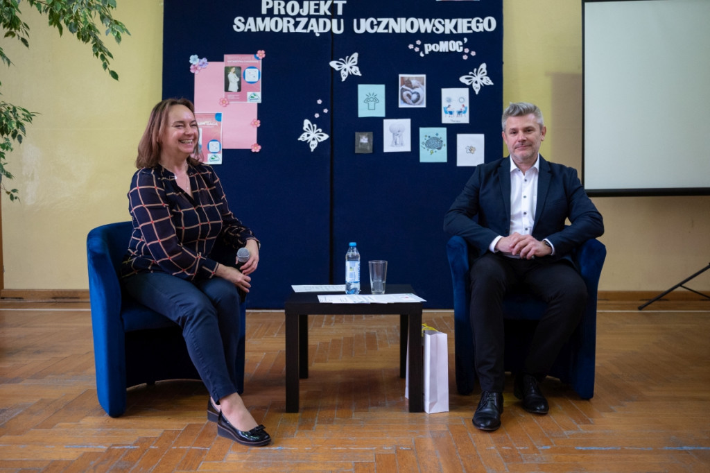 Spotkanie uczniów I LO z prezesem Spomleku