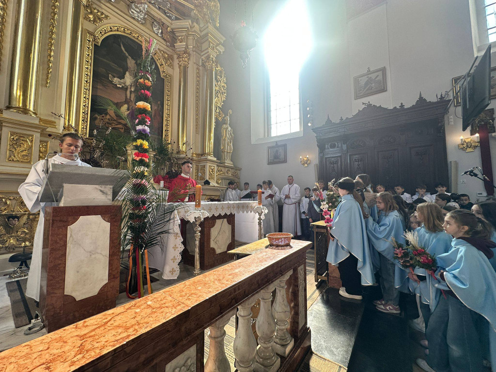 Procesja w Niedzielę Palmową w parafii Trójcy Św.