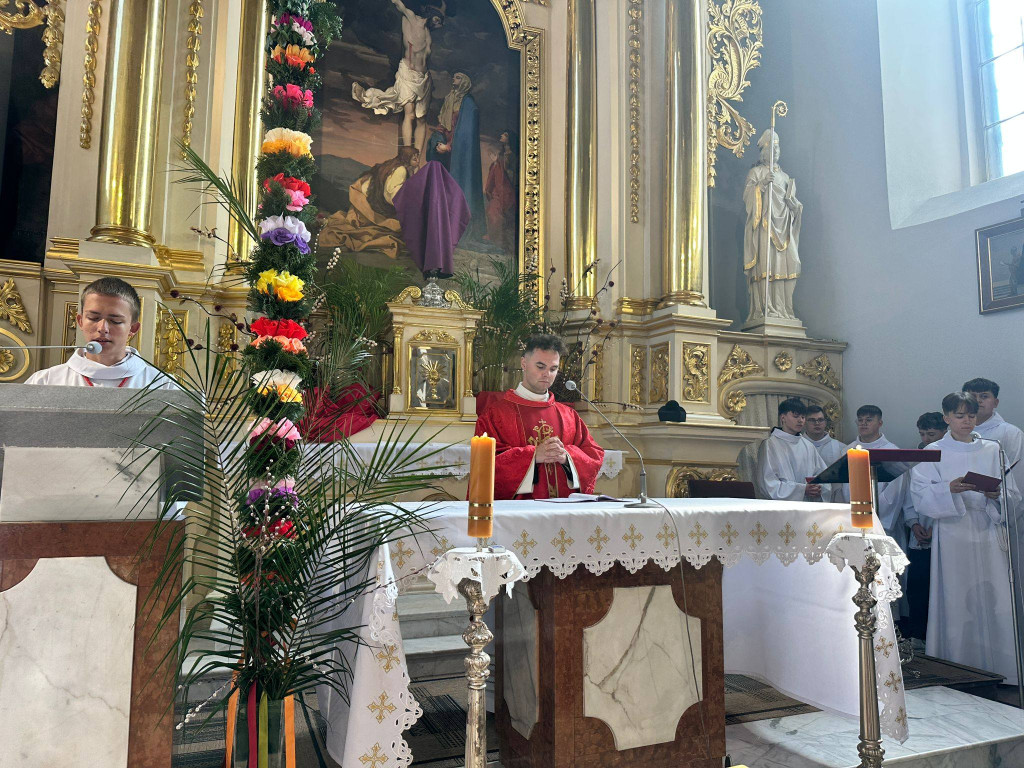 Procesja w Niedzielę Palmową w parafii Trójcy Św.