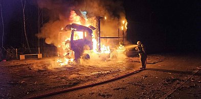 Pożar ciężarówki w Tchórzewie