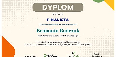 Uczeń SP w Komarówce finalistą konkursu "AleMózgi"