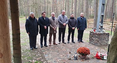 Złożenie kwiatów przez delegację RaSIL i RG w lesie Baran 11 XI-246671