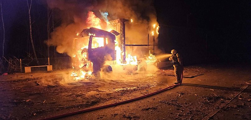 Pożar ciężarówki w Tchórzewie