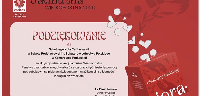 Akcja "Jałmużna Wielkopostna" w SP w Komarówce