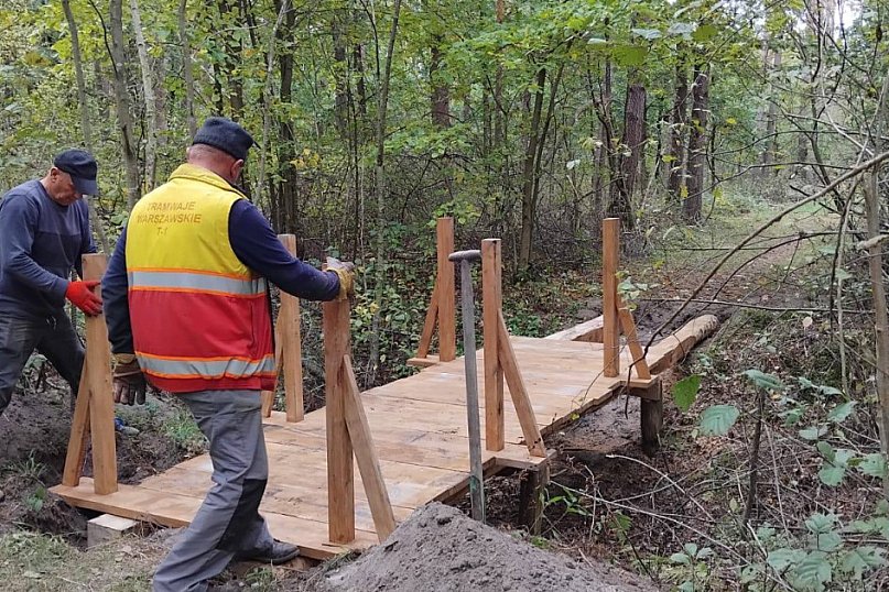 Wymiana kładki w lesie Sumierz